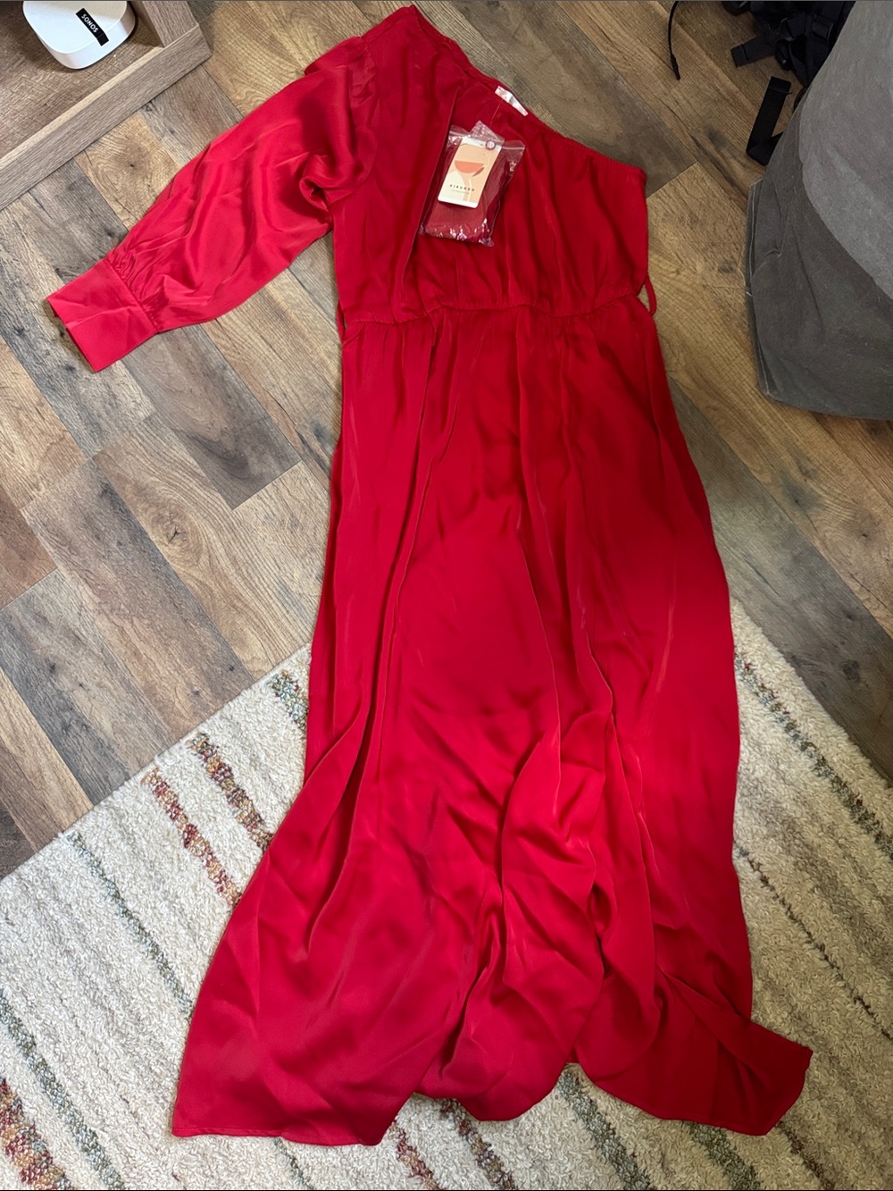 Red One-Shoulder Maxi Dress